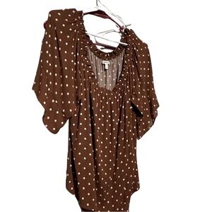 Maurice’s Brown Polka Dot Top can be worn on or off the shoulders